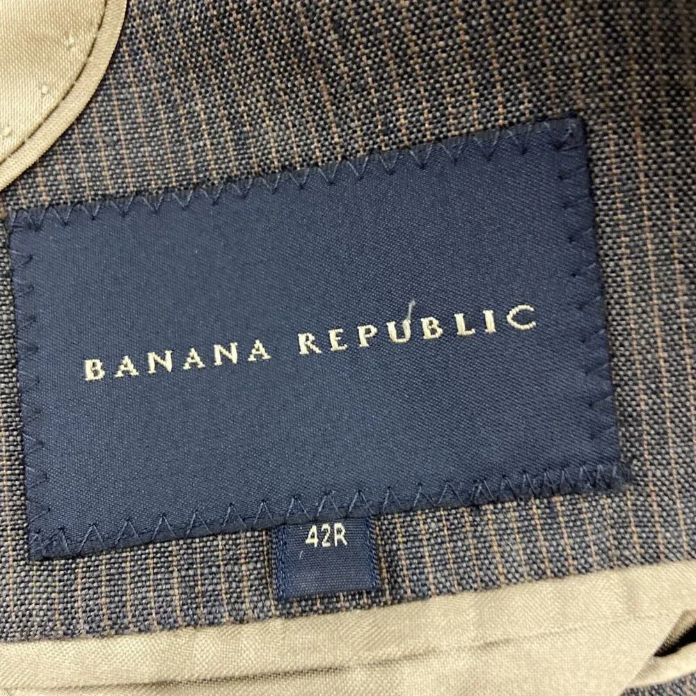 Banana Republic Men 42‎ R 100% Linen Brown Blazer Sports Coat